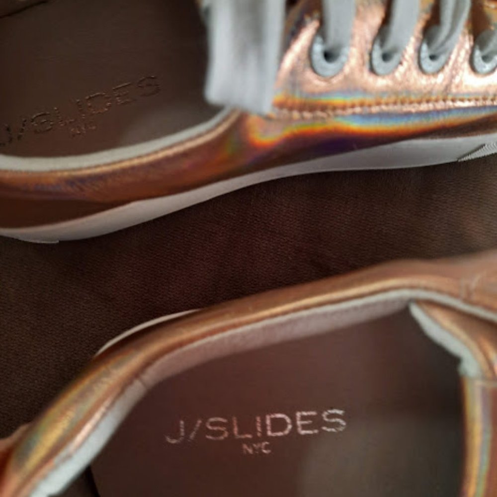 J/Slides Rose Gold Metallic Platform Sneakers Sz 8 - image 7